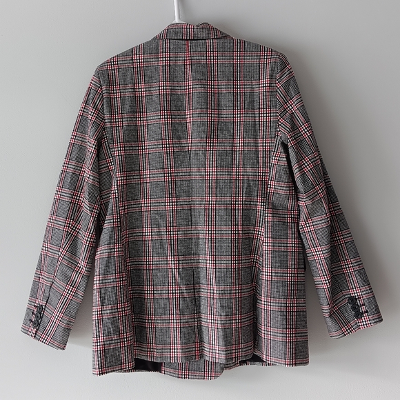 NEW Free Assembly Double Breasted Blazer Red White Black Plaid Retro Large Gift - Picture 3 of 15